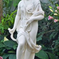 ancient statue in the garden - garden decoration stock pictures, royalty-free photos & images