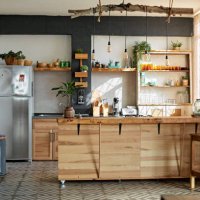 apartment kitchen in modern rustic style - home decoration stock pictures, royalty-free photos & images