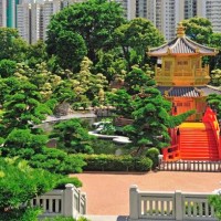 arch bridge and pavilion in nan lian garden, hong kong. - garden decoration stock pictures, royalty-free photos & images