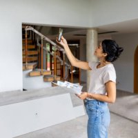 architect remodeling a house and taking pictures with her cell phone - home decoration stock pictures, royalty-free photos & images