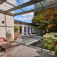 architecture of a mansion with an adjoining garden - garden decoration stock pictures, royalty-free photos & images