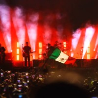 Argentine band Los Fabulosos Cadillacs performs during a free live concert at the Zocalo in Mexico City on June 3, 2023.
