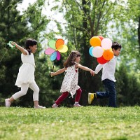 asian children playing outdoors - garden decoration stock pictures, royalty-free photos & images