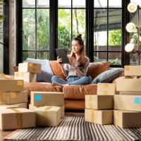 asian female talking smartphone with client order keying with laptop small business e-commerce and online shopping, small & new business entrepreneurship online retail business, online influencer on social media concepts - fa