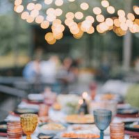 asian fusion food outdoor dining dinner table place setting - garden decoration stock pictures, royalty-free photos & images