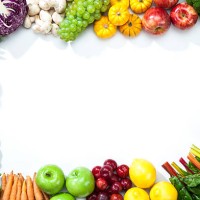 assortment of fruits and vegetables disposed on a frame shape - food stock pictures, royalty-free photos & images
