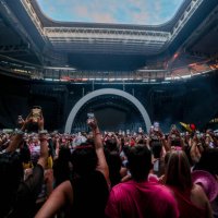 Atmosphere prior to Karol G's concert at the Santiago Bernabeu, on 20 July, 2024 in Madrid, Spain. Karol G arrives in Spain for four consecutive...