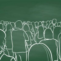 audience rear view crowd chablkboard - concert stock illustrations