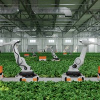 automated agricultural technology with robotic arms harvesting vegetables in greenhouse - food stock pictures, royalty-free photos & images