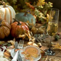 autumn dining place setting vertical - home decoration stockfoto's en -beelden
