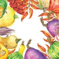 autumn vegetable and leaf border with copy space - food stock illustrations