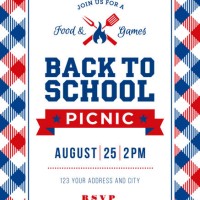 back to school picnic invitation template - junk food stock illustrations