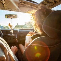 backlit sunset view from the rear car seat - food stock pictures, royalty-free photos & images