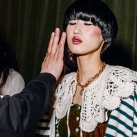 Backstage at the Lingua Franca Fall RTW 2025 fashion show as part of New York Fashion Week held at The Bowery Hotel on February 04, 2025 in New York,...