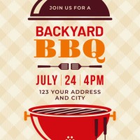 backyard bbq party invitation template - junk food stock illustrations