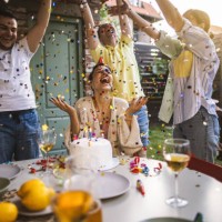 backyard birthday party - garden decoration stock pictures, royalty-free photos & images