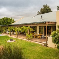 backyard of a country home on an overcast afternoon - garden decoration stock pictures, royalty-free photos & images