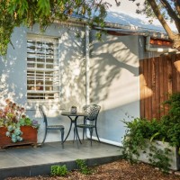 backyard patio of a small home - garden decoration stock pictures, royalty-free photos & images