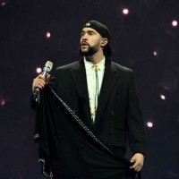 Bad Bunny performs at KFC YUM! Center on April 22, 2024 in Louisville, Kentucky.