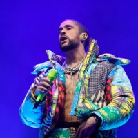 Bad Bunny performs at the Coachella Stage during the 2023 Coachella Valley Music and Arts Festival on April 14, 2023 in Indio, California.