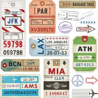 baggage tags and stamps - travel stock illustrations