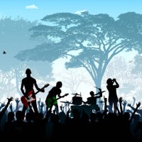 band in the park (each person is complete, clipping paths hide the legs) - concert stock illustrations