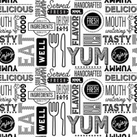 bar or restaurant seamless pattern background with typography and dining elements - food stock illustrations
