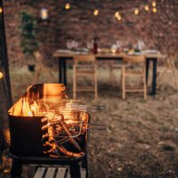 barbecue party in back yard - garden decoration stock pictures, royalty-free photos & images