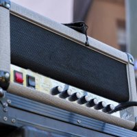 bass guitar amplifier backstage detail of sound volume controls in vintage style - concert stock pictures, royalty-free photos & images
