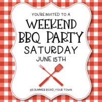 bbq invitation template on a checkered tablecloths - food stock illustrations