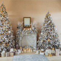 beautiful christmas gift boxes on the floor near the christmas tree in the room. - home decoration stock pictures, royalty-free photos & images