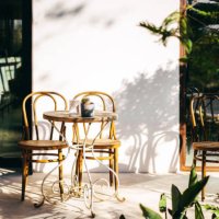 beautiful exterior cafe in a sunny day - garden decoration stock pictures, royalty-free photos & images