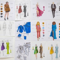 beautiful fashion sketches at an atelier - fashion stock pictures, royalty-free photos & images