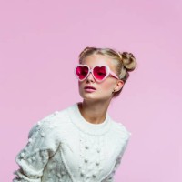 beautiful teenege girl wearing heart shaped sunglasses - fashion stock pictures, royalty-free photos & images