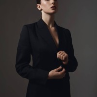 beautiful woman in a black jacket. - fashion stock pictures, royalty-free photos & images