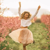 beautiful young woman with cherry blossom at spring - fashion stock pictures, royalty-free photos & images