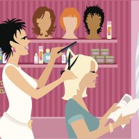 beauty salon - hairstyle stock illustrations