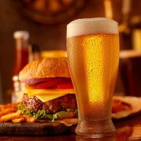 beer and a burger - food stock pictures, royalty-free photos & images