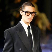 Bella Hadid walks the runway during the Saint Laurent Womenswear Spring-Summer 2025 show as part of Paris Fashion Week on September 24, 2024 in...