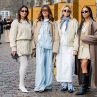 Benthe Liem, Michelle Elie, Elise Bak & Amaka Hamelijnck outside Munthe during the Copenhagen Fashion Week Autumn/Winter 2025 on January 30, 2025 in...