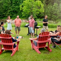 big family at happy hour before bbq, summer outdoors. - garden decoration stock pictures, royalty-free photos & images