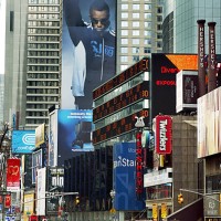 Billboard for Sean John clothing featuring Sean "P. Diddy" Combs is seen in Times Square January 13, 2004 in New York City.