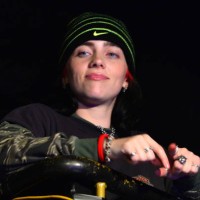 Billie Eilish watches her brother Finneas O'Connell perform at Electric Ballroom on August 30, 2023 in London, England.