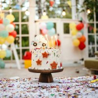 birthday cake - garden decoration stock pictures, royalty-free photos & images