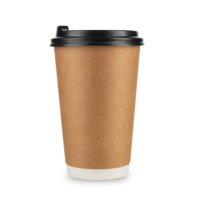 blank brown disposable paper coffee cup mockup isolated on white background - junk food stock pictures, royalty-free photos & images