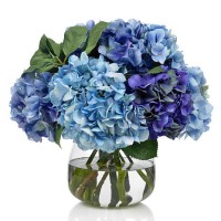 blue hydrangea bouquet on white background - home decoration stock pictures, royalty-free photos & images