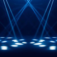 blue stage under concert lighting - concert stock pictures, royalty-free photos & images