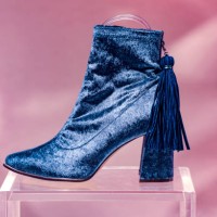 blue velvet ankle boots with tessels - fashion stock pictures, royalty-free photos & images