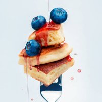 blueberry pancakes with syrup on fork - food stock pictures, royalty-free photos & images