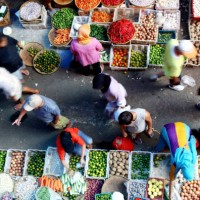 blurred motion of people at vegetable market - food stock pictures, royalty-free photos & images